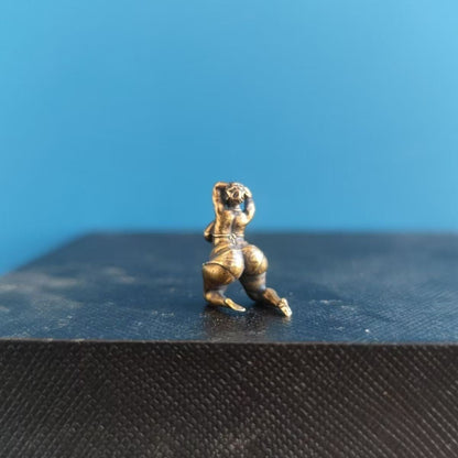 Brass Voluptuous Bikini Character Model Obese Girl Kneeling Figurine