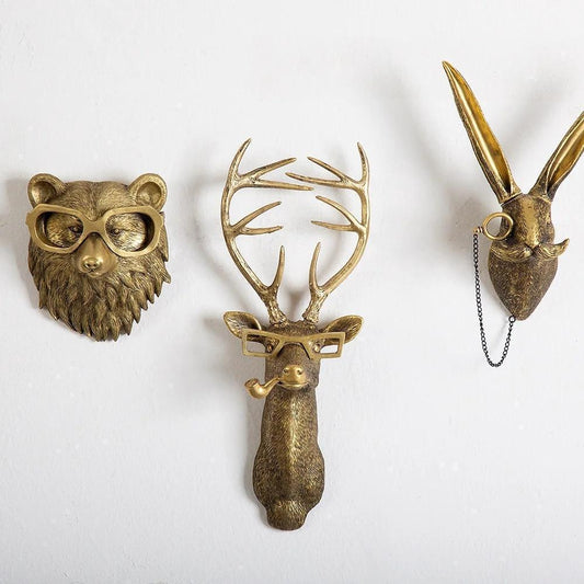 Stylish Aluminum Statue Unique Bronzed Deer Wall Mount Smoking Pipe with Glasses