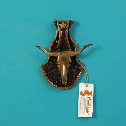 Antique Look Brass Bull Head Design Brass Door Knocker Door Bell Home Decor
