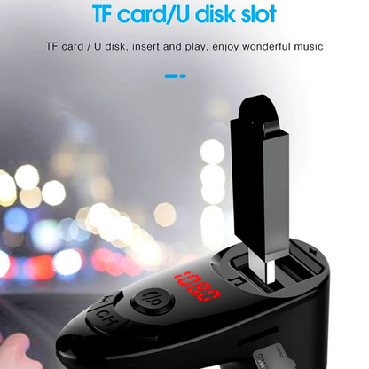 Adaptador Receptor de Audio Bluetooth Cargador Rapido Manos Libres para Coche