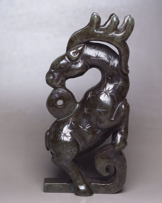 Chinese Hetian Jade Carved Sculpture Exquisite Deer Statue Antique Collector Art