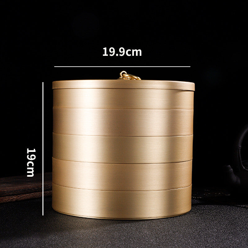Pure Copper Tea Canister With Lid For Pu'er Tea Cake Handmade Sealed Tea Jar New