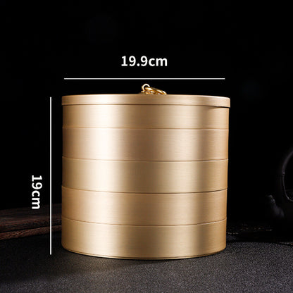 Pure Copper Tea Canister With Lid For Pu'er Tea Cake Handmade Sealed Tea Jar New