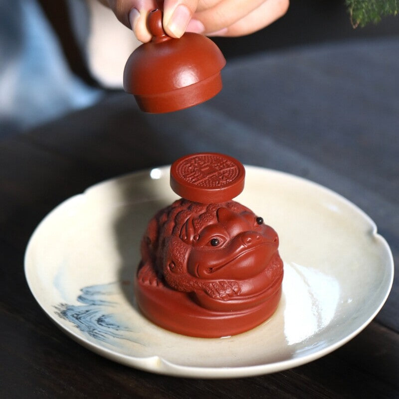 Chinese Zisha Purple Clay Tea Pet Toad Holder For Lid Of Pot Tea Accessories New