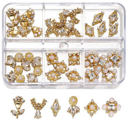 Nail Charms 30Pcs Boxed Luxury Shiny Planet Alloy 3D Art Rhinestones Bling Decor