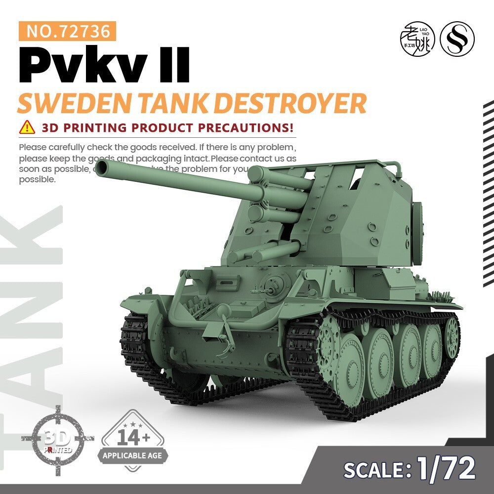 SSMODEL SS72736 1/72 25mm Military Model Kit Sweden Tank Destroyer Pvkv II