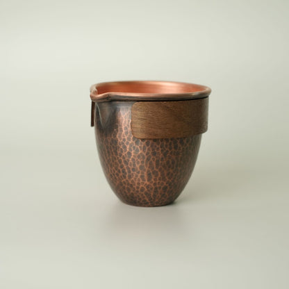 Hand Hammered Pure Copper Gongdao Cup 300ml Insulated Wood Sleeve Tea Pitcher