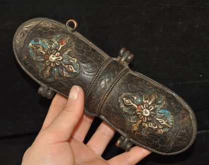 7"Old Tibet Buddhism Temple Bronze Dorje Vajra Phurpa Faqi Dagger