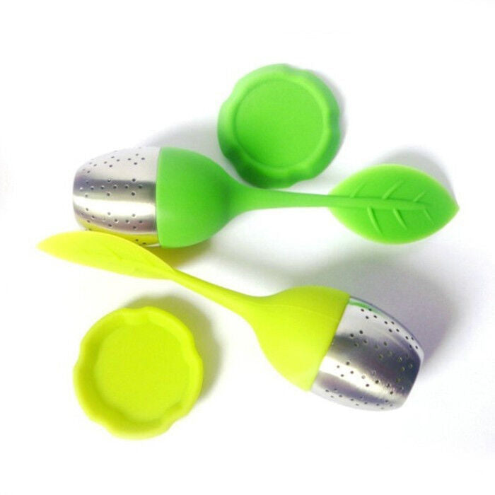 Tea Infusers Silicone Food-grade Stainless Steel Leaf Shape Tea Strainer Filter
