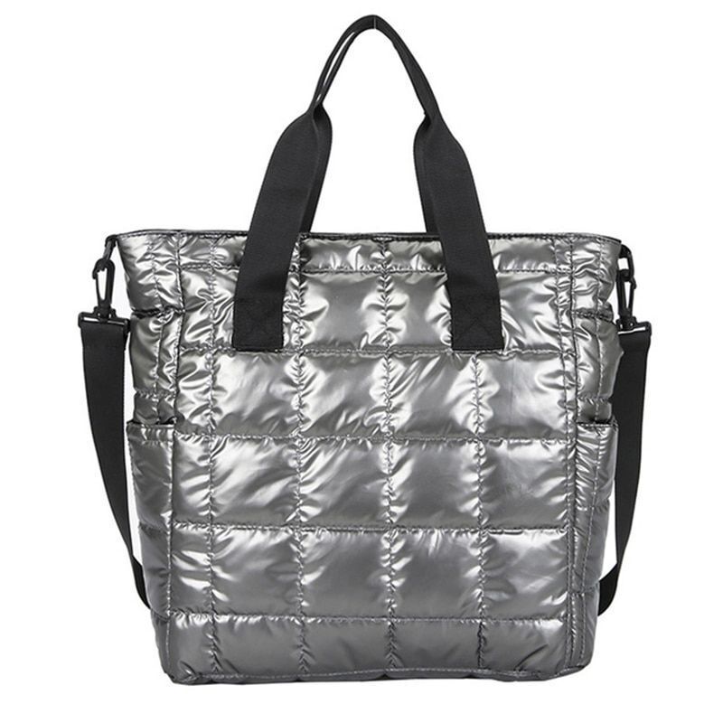 Large Shoulder Bags Waterproof Nylon Purses Cotton Feather Down Bag 36*13*27 CM