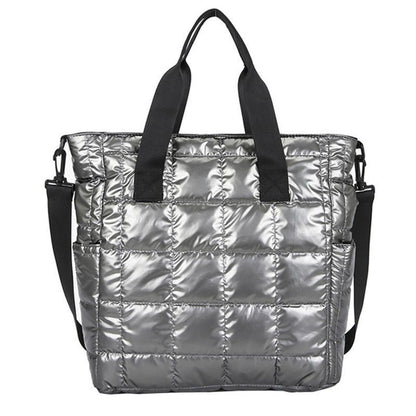 Large Shoulder Bags Waterproof Nylon Purses Cotton Feather Down Bag 36*13*27 CM