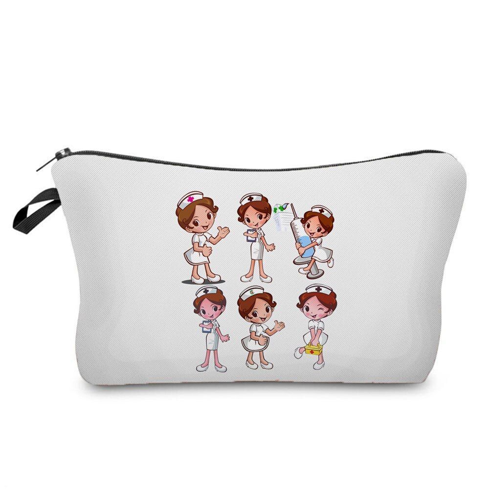 Nurse Pattern Cosmetics Bags Printed Makeup Purse Fashion Toiletry Storage Bags