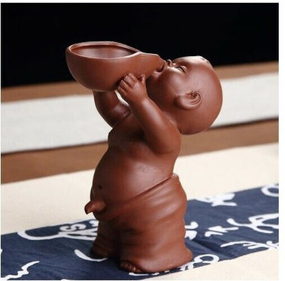 Tea Pets Purple Clay Decoration Crafts Monk Baby Boy Spray Pee Tea Accessories
