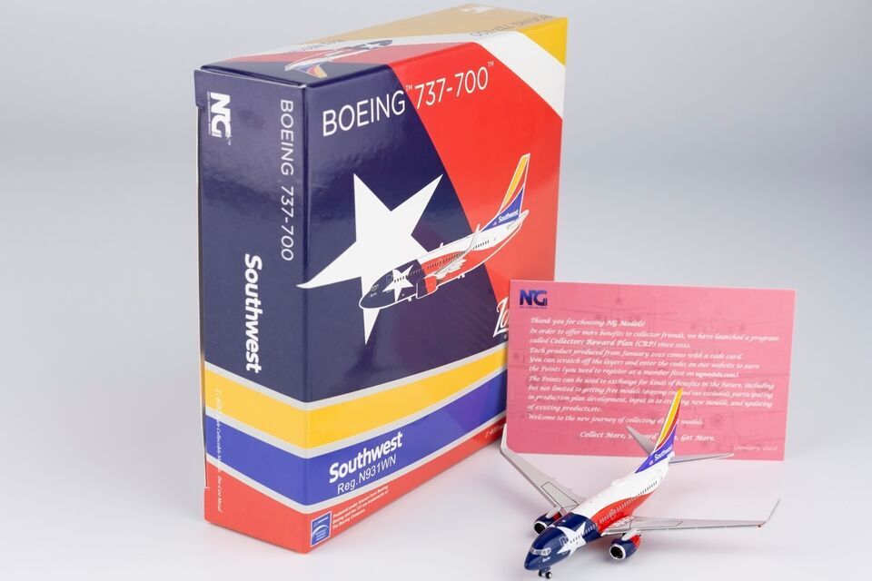 1:400 NG Model Southwest BOEING 737-700 Passenger Airplane Diecast Plane Model