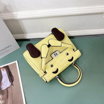 Polyester Split Genuine Leather Bag Small Shoulder Messenger Handbag 19*7*15 Cm