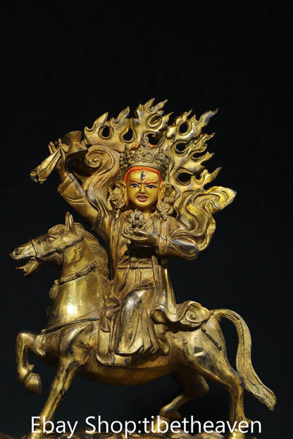 14" Old Tibet Copper Gilt Buddhism Palden Lhamo Deity Laksmi Buddha Sculpture