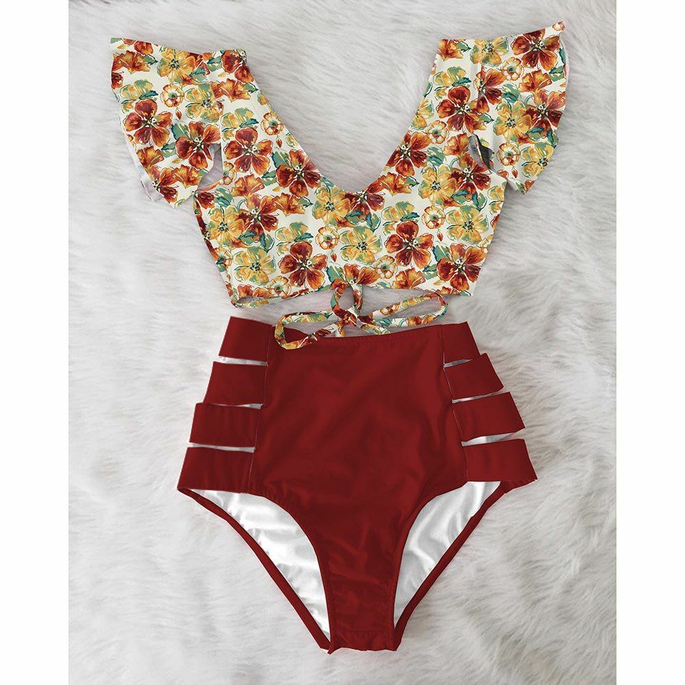 Women Swimsuit Swimwear High Waist Bikini Sexy Push Up Plus Size Bathing Suits