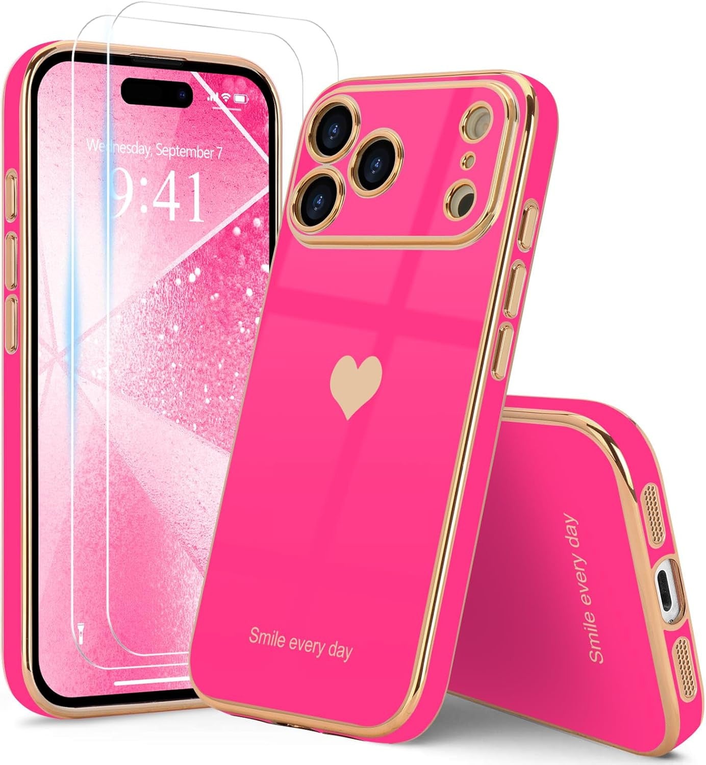 for Iphone 17 Pro Max Case with Screen Protector [2 Pack] Girl Women Cute Girly
