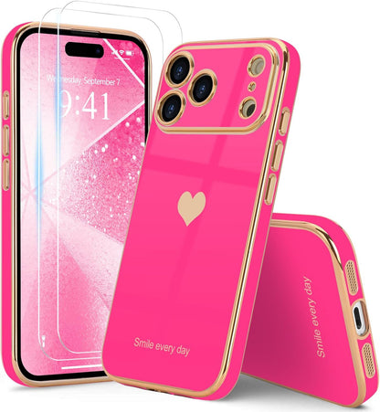 for Iphone 17 Pro Max Case with Screen Protector [2 Pack] Girl Women Cute Girly