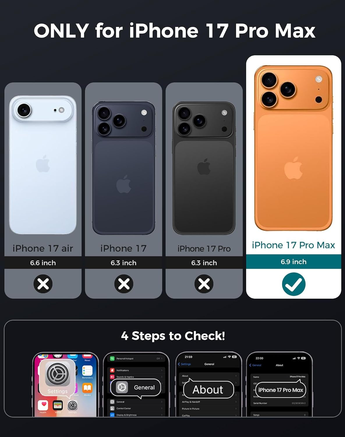 for Iphone 17 Pro Max Case with Privacy Tempered Glass Screen Protector & Camera