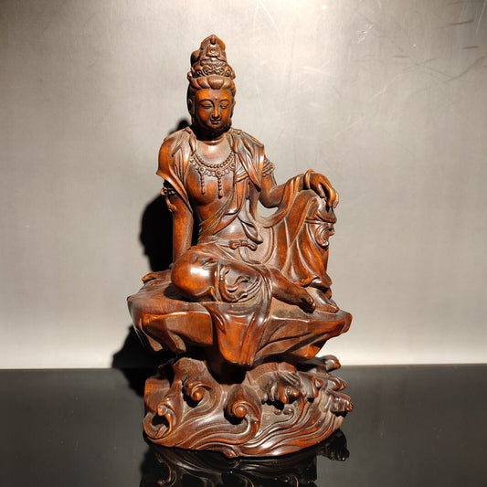 Chinese wooden statues for home decor boxwood carving wood buddha quan Kwan-yin