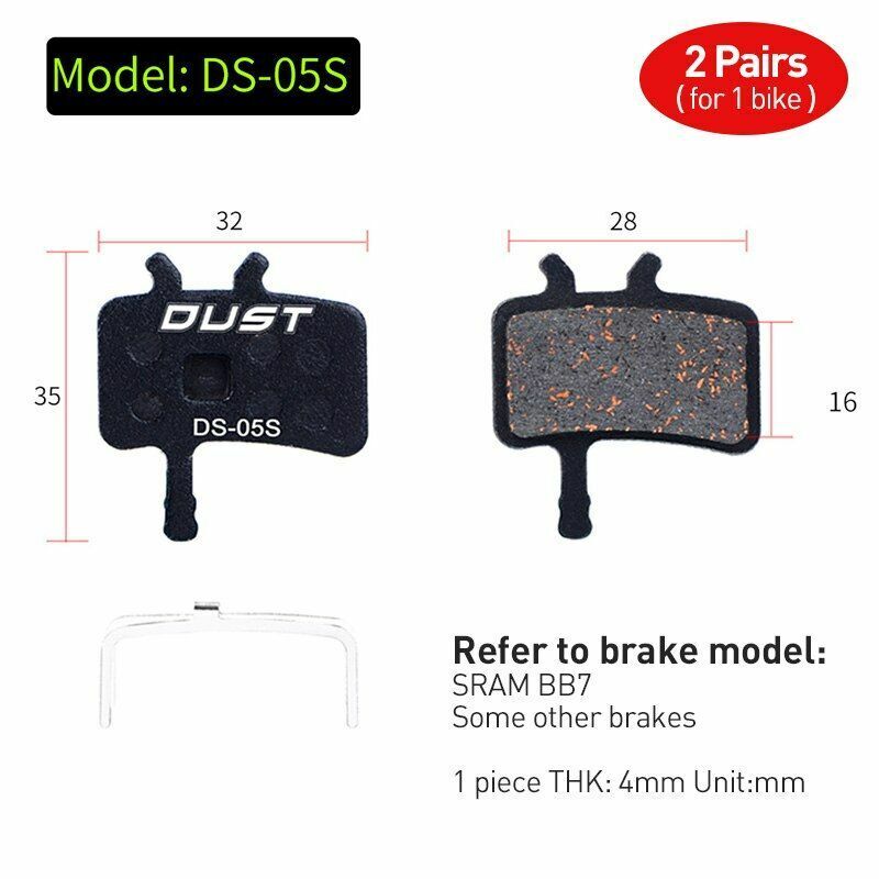 Bicycle Disc Brake Pad 2 pairs (4 pcs) Bike Hydraulic Semi-Metallic Cycling SRAM