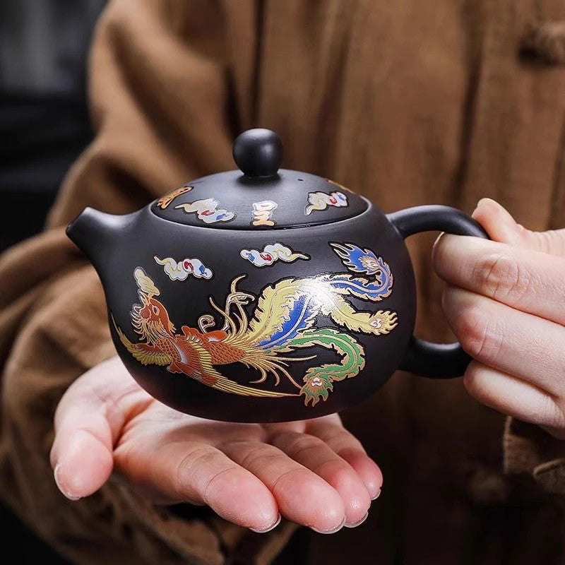 Retro Color Changing Purple Clay Teapot Household Xishi Pot Kung Fu Tea Set
