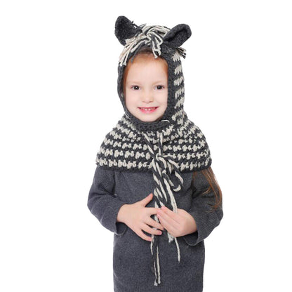 Cute Animals Style Girls Hats Scarf Set Winter Kids Knitting Hat Neckerchief