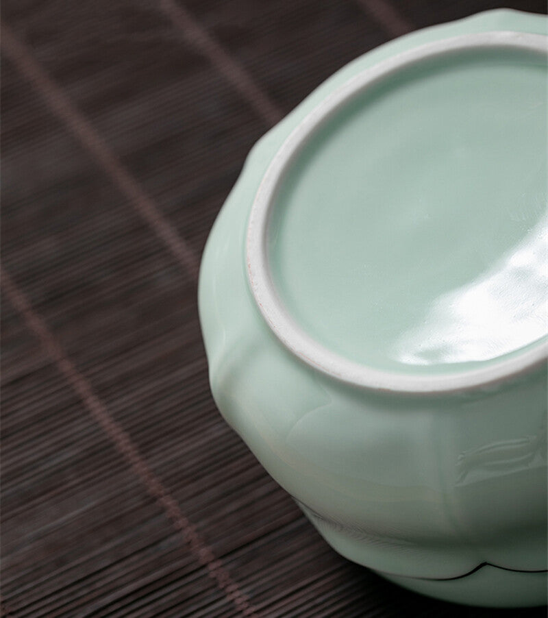 Celadon Porcelain Canister For Loose Tea Small Size Jar With Lid Tea Storage Tin
