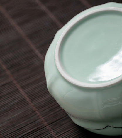 Celadon Porcelain Canister For Loose Tea Small Size Jar With Lid Tea Storage Tin