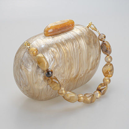 Pearl Acrylic Clutch Marble Handbag Evening Bag Wedding Wallet Party Prom Purse