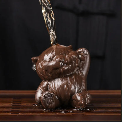 Purple Clay Tea Pet Handmade Sculpture Decor Tiger Statue Ornaments Tea Figurine