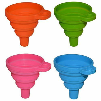4 Pack Reusable Silicone Funnels, 2.4" Wide x 2.8" Tall, Collapsible to under 1"