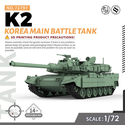 SSMODEL SS72797 1/72 25mm Military Model Kit Korea K2 Main Battle Tank WAR WoT