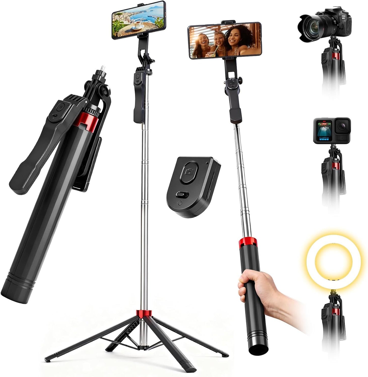 71" Phone Tripod Selfie Stick for Iphone/Android/Camera, Cell Phone Tripod Stand