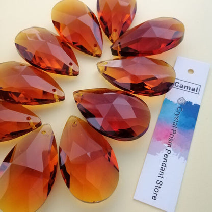 10pcs 38mm Amber Teardrop Chandelier Crystal Prisms Suncatchers Hanging Pendant