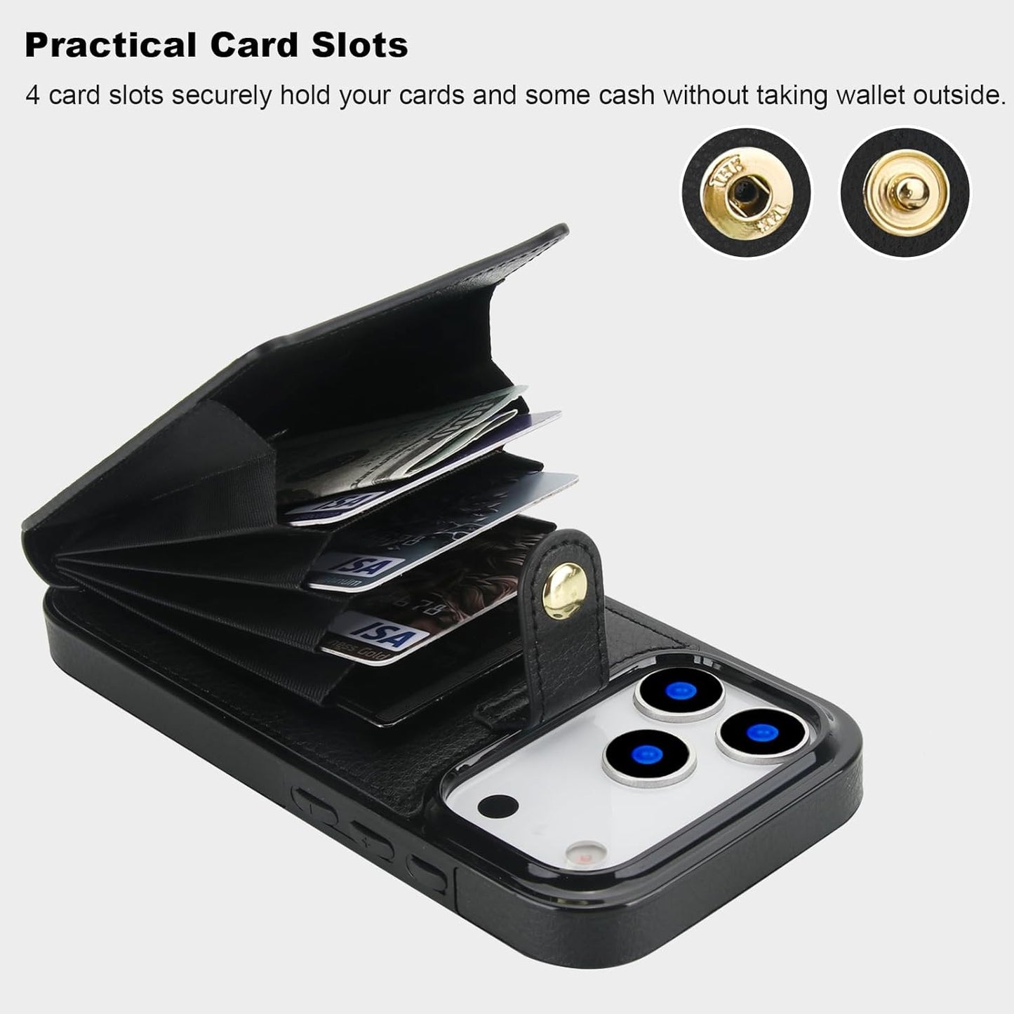 Compatible with Iphone 17 Pro Case Wallet with Card Holder, 360°Rotation Finger