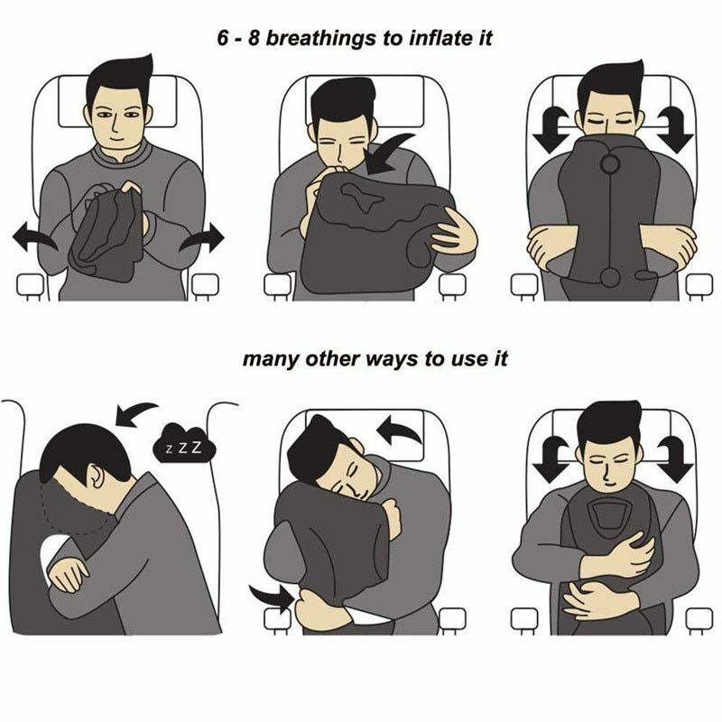 Travel Sleeping Bag Inflatable Portable Cushion Neck Pillow Outdoor Flight Train