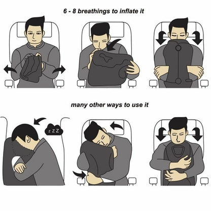 Travel Sleeping Bag Inflatable Portable Cushion Neck Pillow Outdoor Flight Train