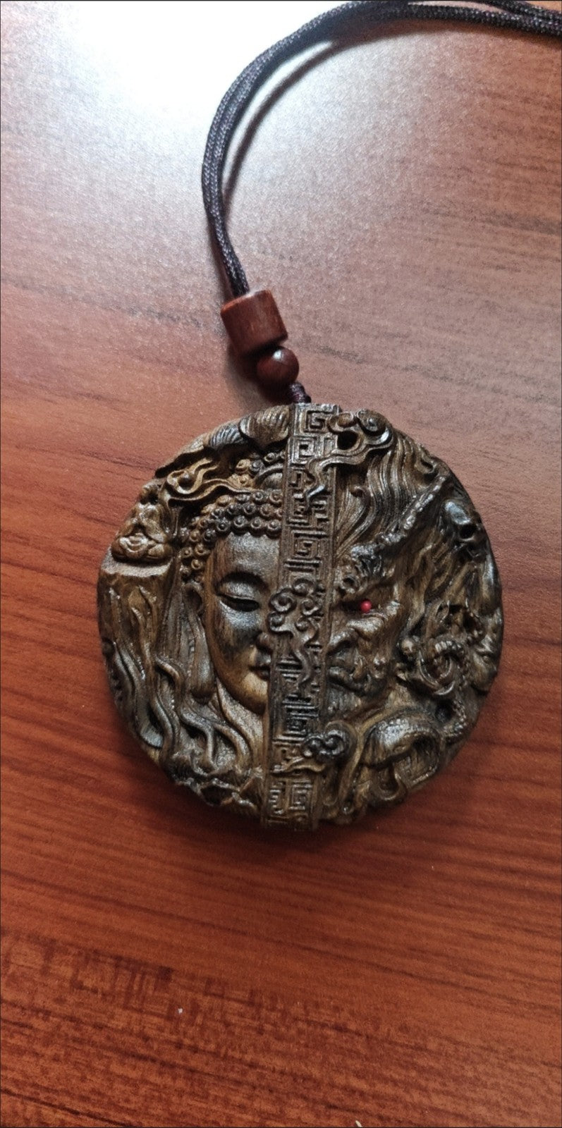 Agarwood Between Buddha & Demon Pendant 6cm Fortune Charm