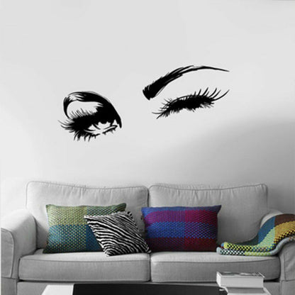 Wall Stickers Vinyl Eyelashes Decals Girls Bedroom Eyebrows Store Beauty Decor