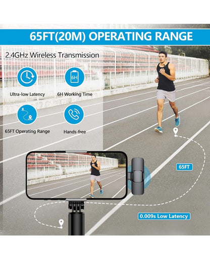 2 Pk Lavalier Microphone Wireless Audio Video Recording Mic Lightning For iPhone