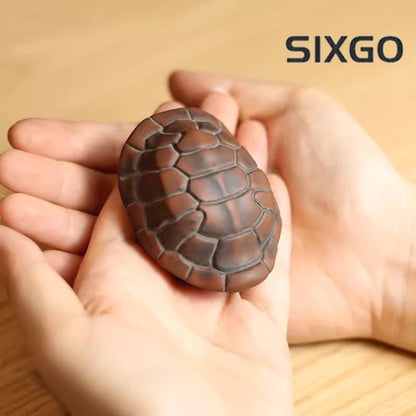 6.5cm Chinese Vintage Pottery Hand Carved Turtle Shell Tea Pet Ornaments