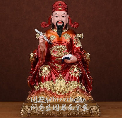 12" Resin Wenchang Dijun Emperor Statue King God Culture Student Gift Decor