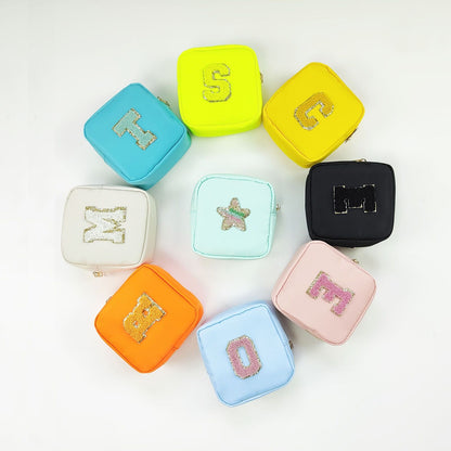 Mini Embroidery Patch Toiletry Pouch Waterproof Storage Nylon Travel Makeup Bag