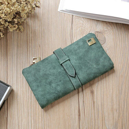 Women's Wallets Leather Billfold Handbag Clamps Cash Clip Female Coin Purse Card