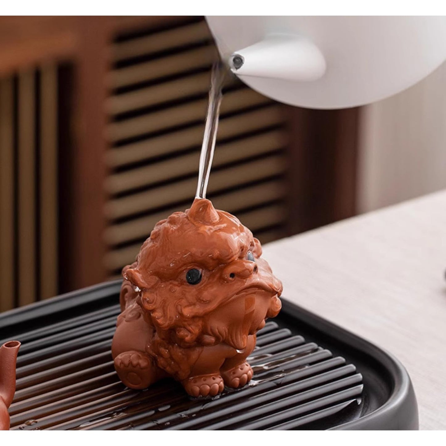 Purple Sands Lion Tea Pet 8.7cm 3.5in Kung Fu Tea Set Decoration Tea Ceremony