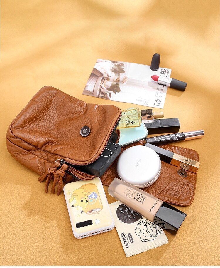 Small Shoulder Messenger Bag Leather Wallet Phone Bag Female Flip 21×14×7cm 1 PC