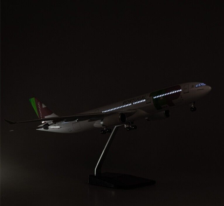 47CM TAP PORTUGAL AIRBUS A330 Airplane Led Sound-controlled Light Resin Model