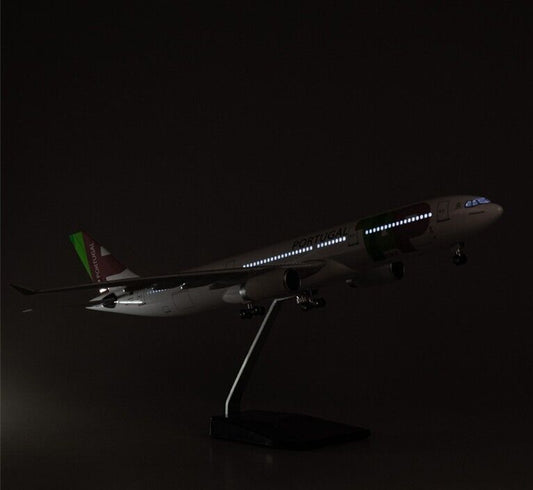 47CM TAP PORTUGAL AIRBUS A330 Airplane Led Sound-controlled Light Resin Model